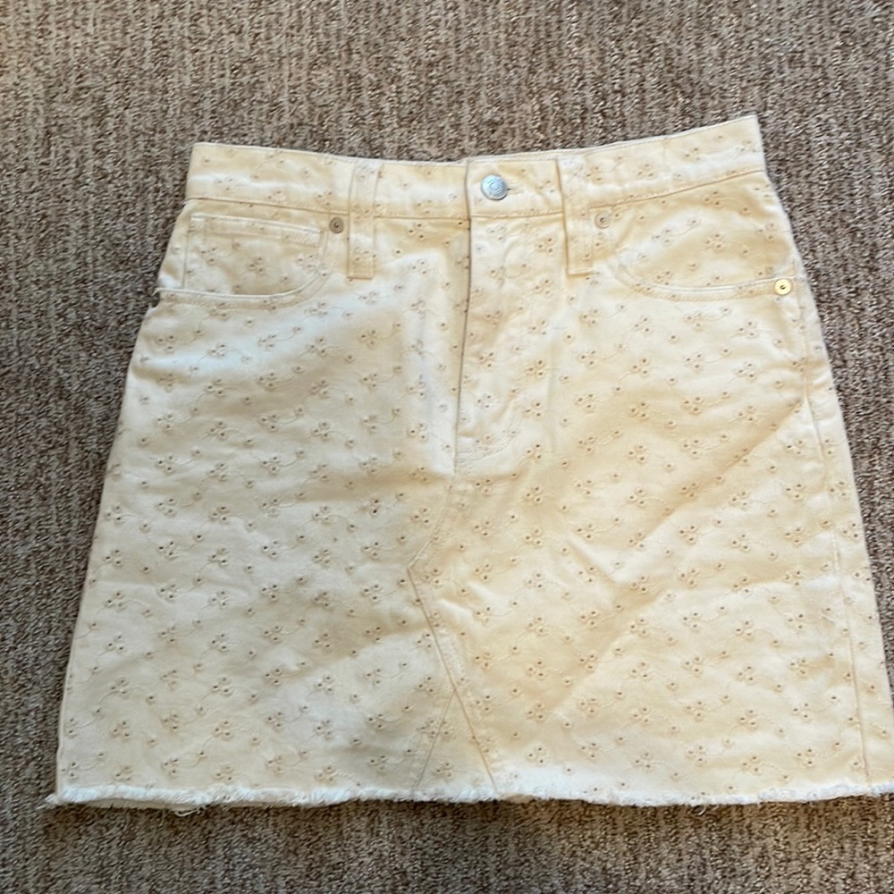Madewell Embroidered Mini Denim Skirt